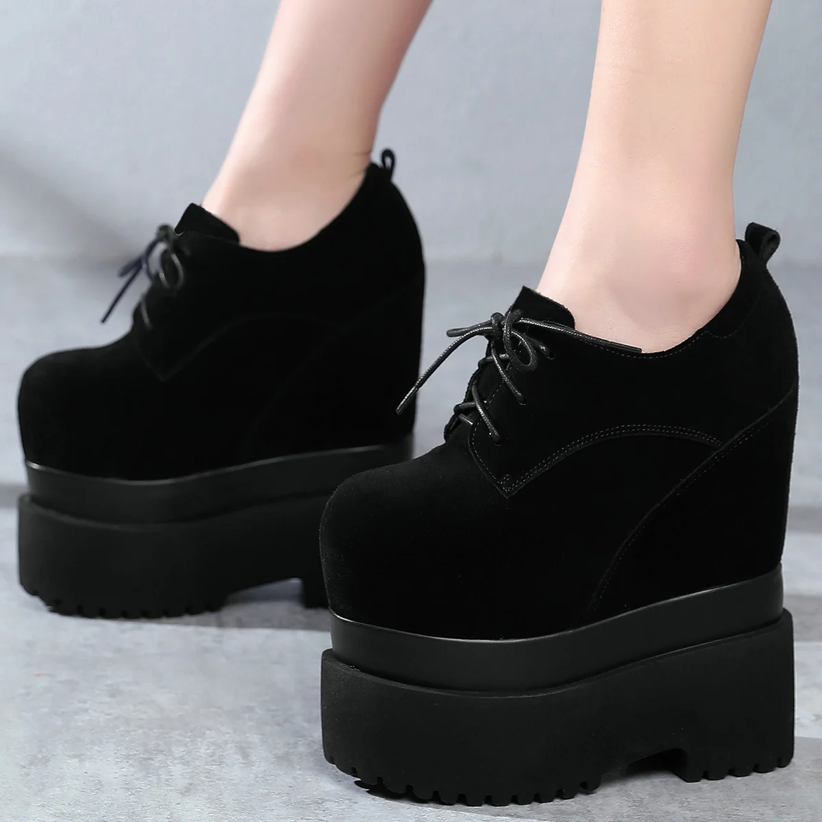 16cm High Heel Platform Pumps Shoes Women Custom-Mad EUR Size41 Genuine Leather Wedges Ankle Boots Round Toe Chunky Sneakers - Image 6