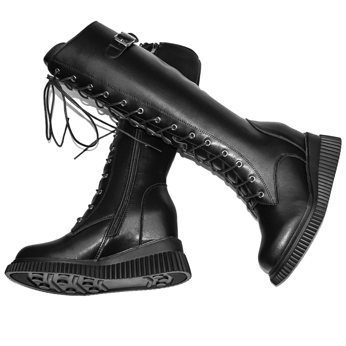 Winter High Heel Pumps Women Black White Genuine Leather Wedges Knee High Snow Boots Round Toe Chunky Sneakers Hidden Heel Shoes - Image 5