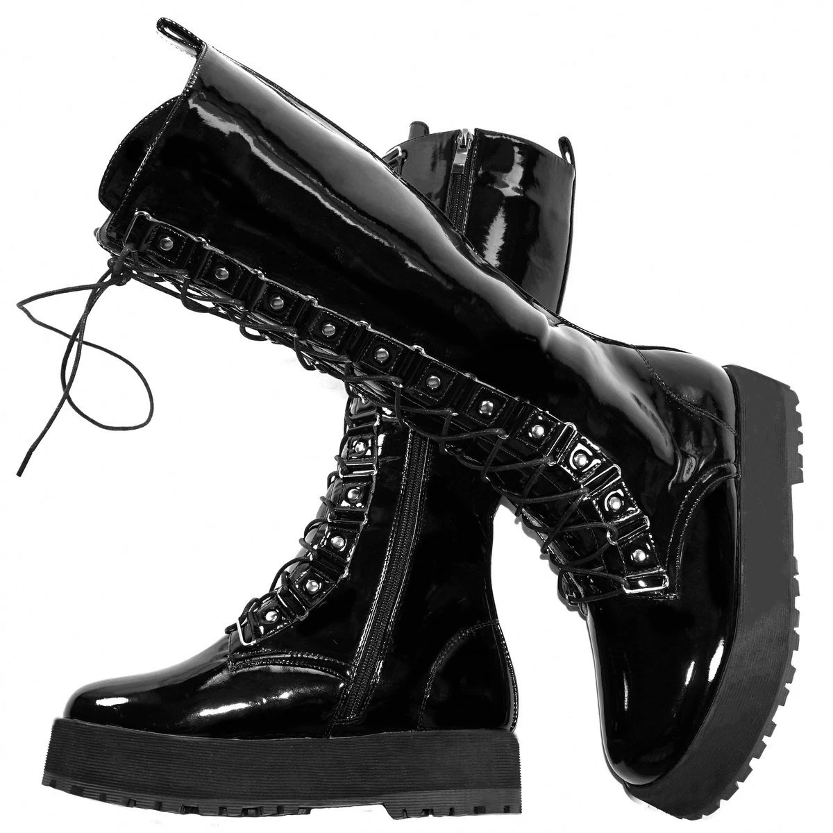 Size 47 46 Shoes Women Large Size 48 49 50 Patent Leather Knee High Snow Boots Winter Round Toe Thigh High Platform Pumps Shoes - Image 3