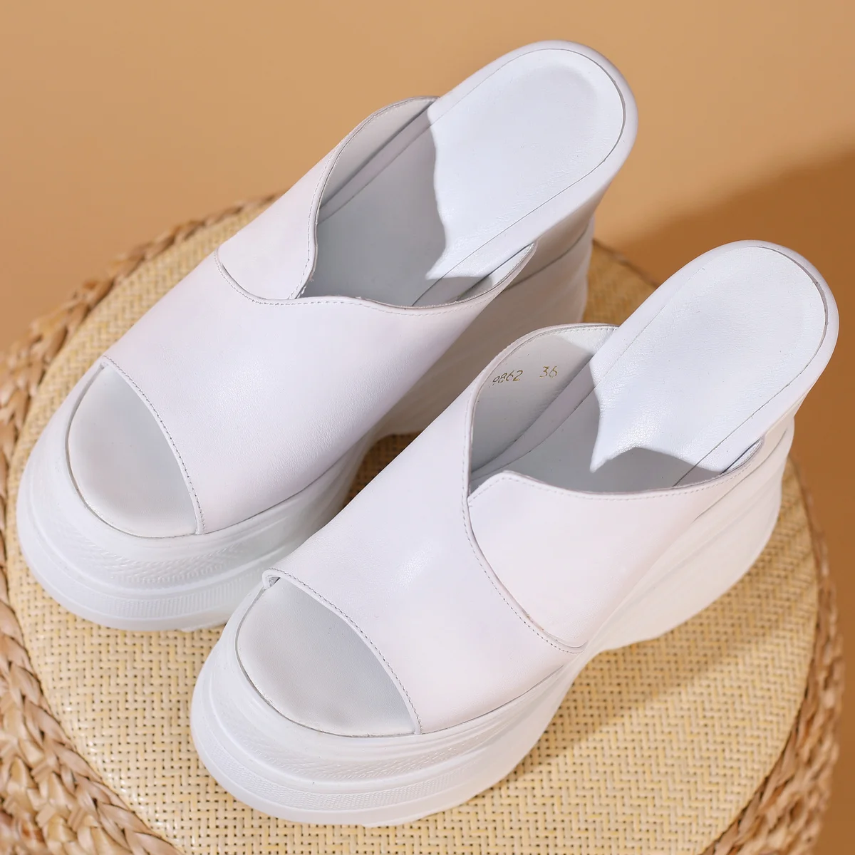 16cm High Heel Plus Size 47 Mules Women Size 46 Genuine Leather Wedges Gladiator Sandals Summer Big Size 45 Shoes Platform Pumps - Image 5