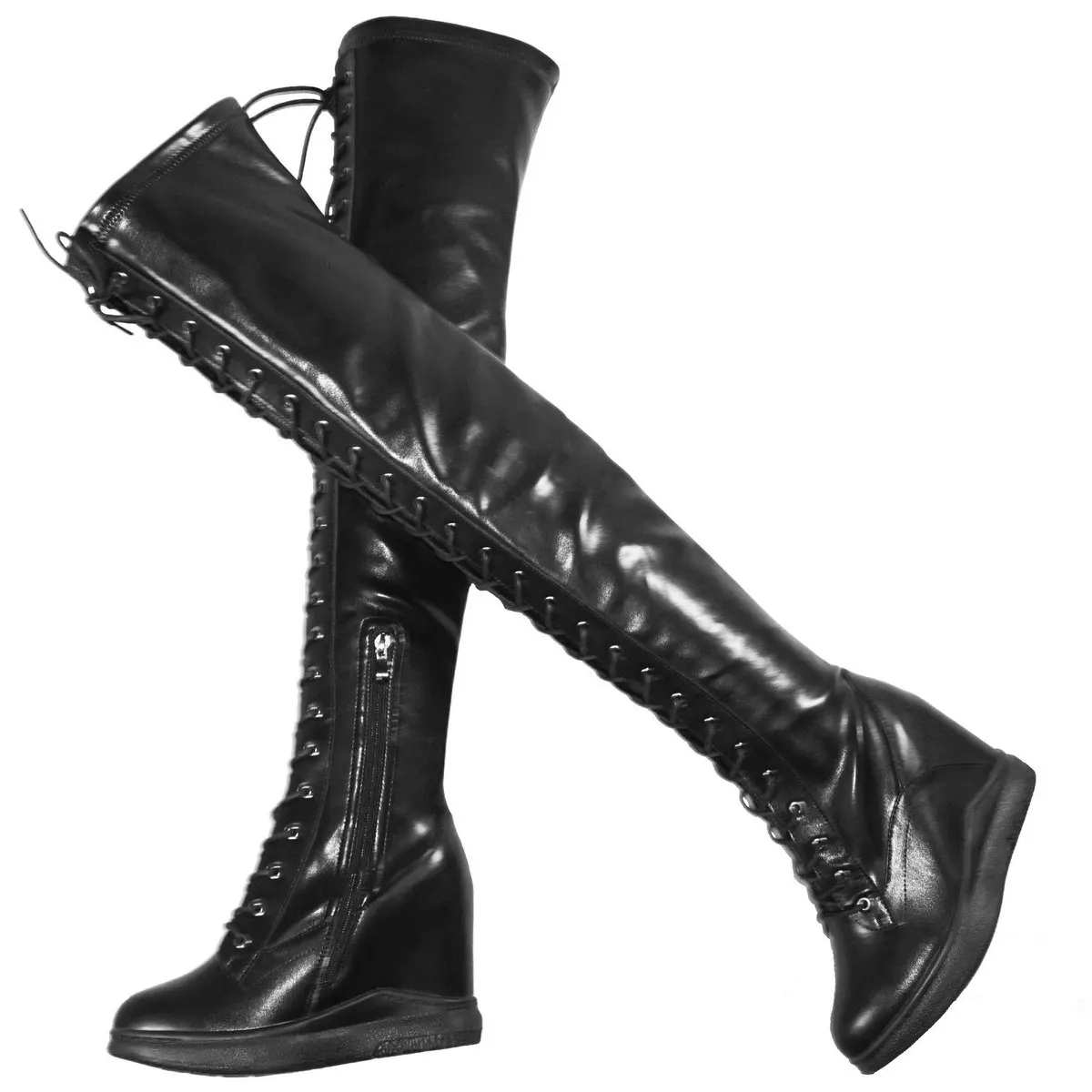 Pumps Shoes Women Plus Size 45 46 Stretch Genunie Leather High Heel Over The Knee Boots US11 Chunky Sneakers Big Size 45 Shoes - Image 6