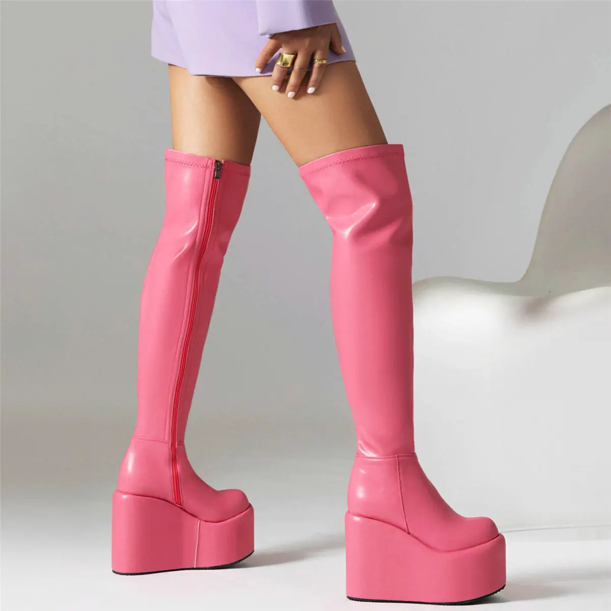 High Platform Pumps Plus Size Shoes Women Large Size 43 44 45 46 47 48 49 50 Wedges High Heel Over The Knee Boots Casual Shoes - Image 6