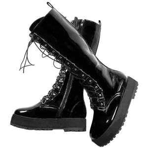 Size 47 46 Shoes Women Large Size 48 49 50 Patent Leather Knee High Snow Boots Winter Round Toe Thigh High Platform Pumps Shoes