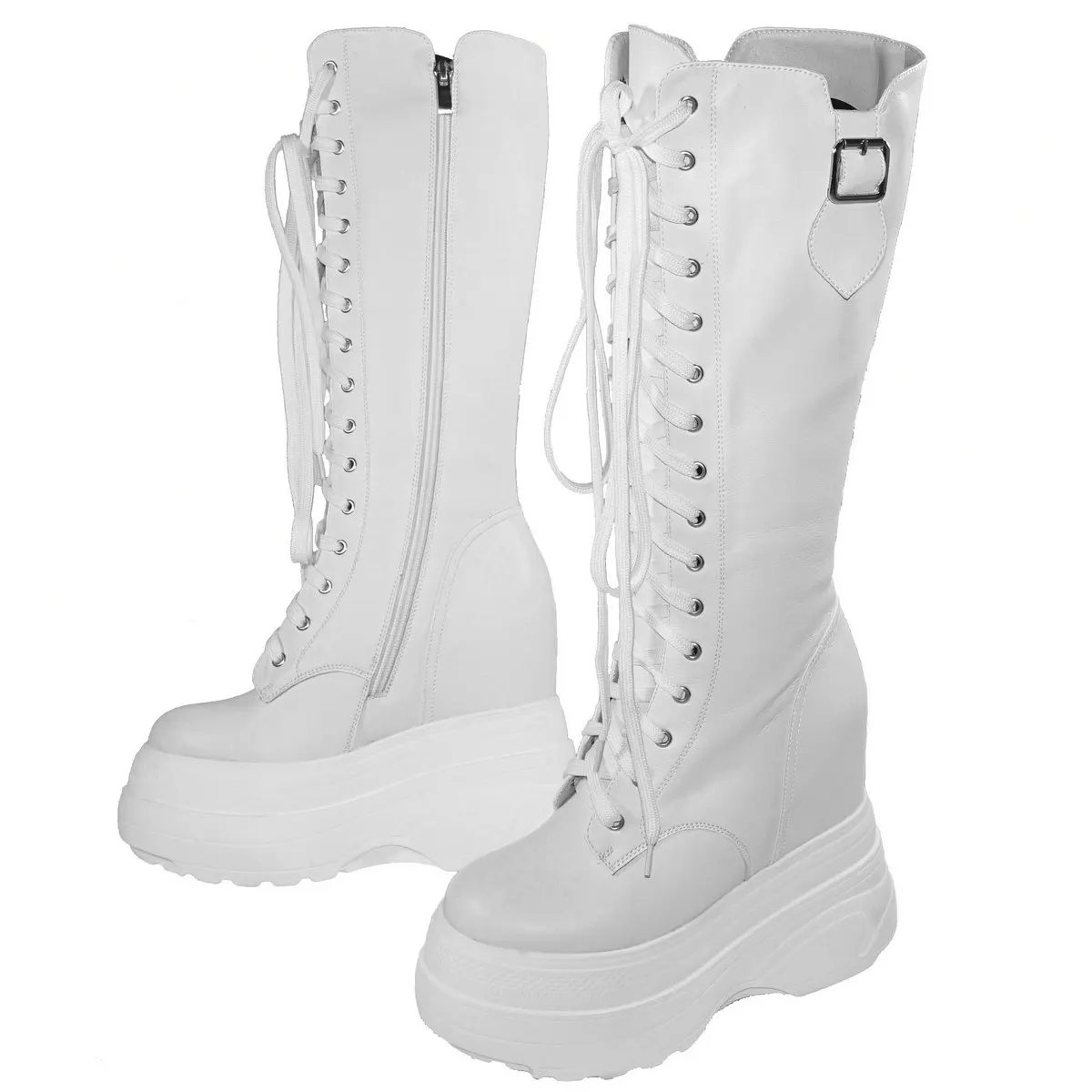 Plus Size 46 47 Snow Boots Women Genuine Leather Wedges High Heel Vulcanized Shoes Winter Platform Pumps Size 45 Chunky Sneakers - Image 5