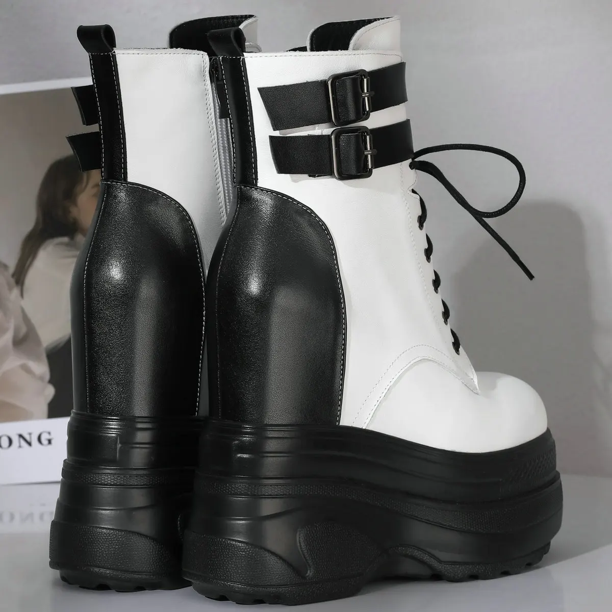 Winter Plus Size 47 Chunky Sneakers Women Custom-Made Big Size 46 45 Genuine Leather Wedges High Heel Snow Boots Platform Pumps - Image 6