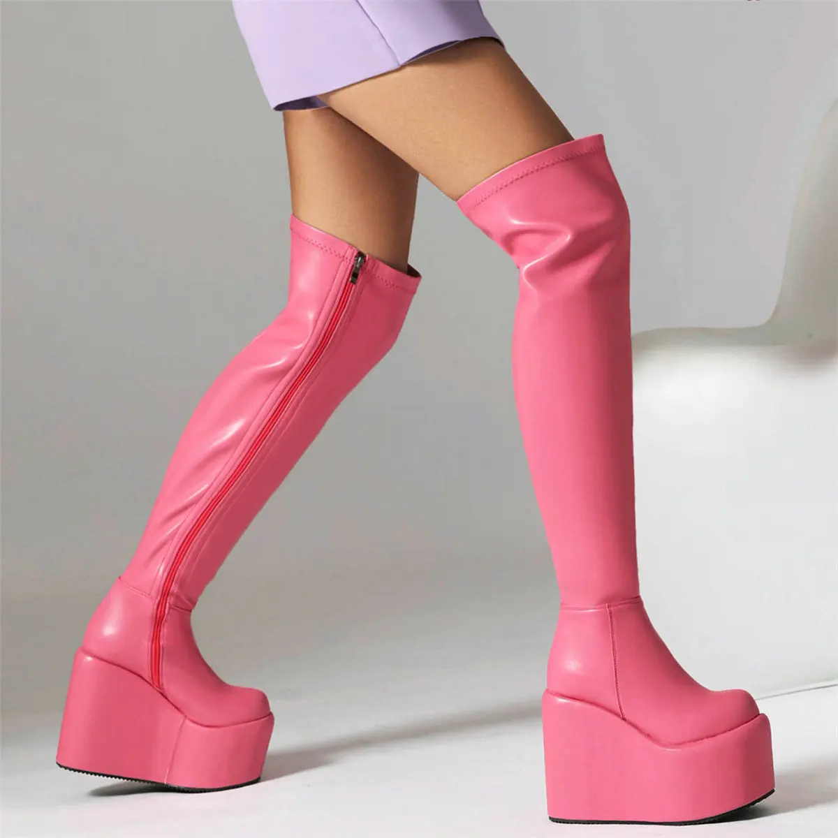 High Platform Pumps Plus Size Shoes Women Large Size 43 44 45 46 47 48 49 50 Wedges High Heel Over The Knee Boots Casual Shoes - Image 5