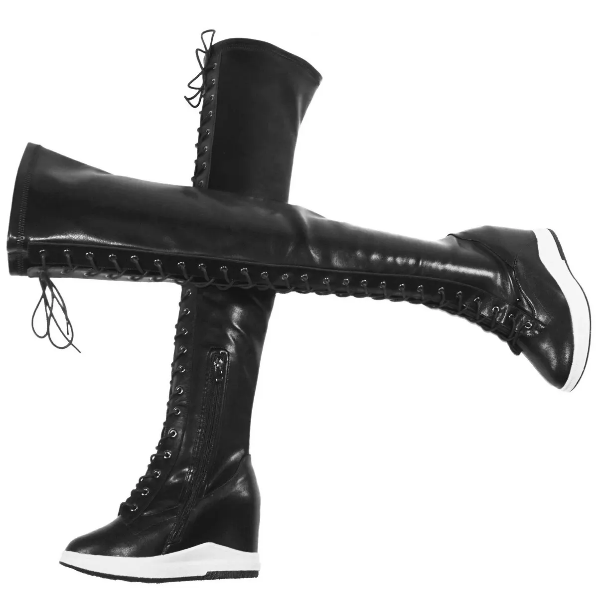 Pumps Shoes Women Plus Size 45 46 Stretch Genunie Leather High Heel Over The Knee Boots US11 Chunky Sneakers Big Size 45 Shoes - Image 3