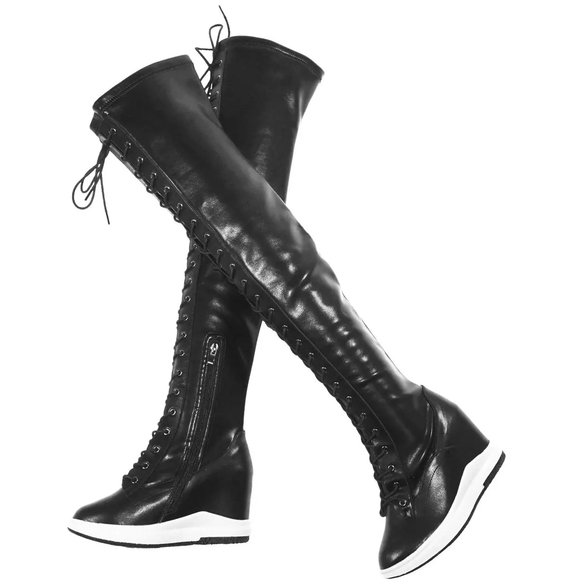 Pumps Shoes Women Plus Size 45 46 Stretch Genunie Leather High Heel Over The Knee Boots US11 Chunky Sneakers Big Size 45 Shoes - Image 4