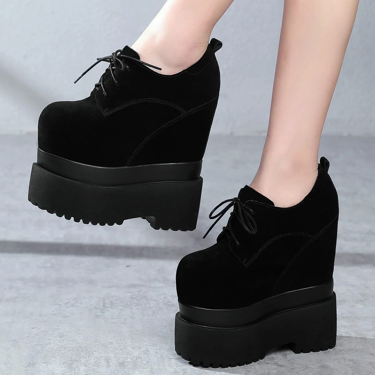 16cm High Heel Platform Pumps Shoes Women Custom-Mad EUR Size41 Genuine Leather Wedges Ankle Boots Round Toe Chunky Sneakers - Image 5