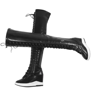 Pumps Shoes Women Plus Size 45 46 Stretch Genunie Leather High Heel Over The Knee Boots US11 Chunky Sneakers Big Size 45 Shoes