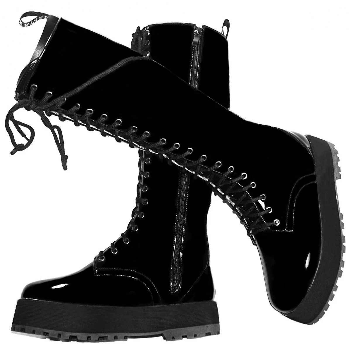 Size 47 46 Shoes Women Large Size 48 49 50 Patent Leather Knee High Snow Boots Winter Round Toe Thigh High Platform Pumps Shoes - Image 5